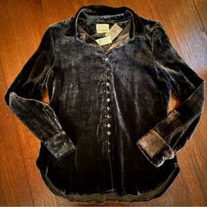 J. Crew Covered-button Shirt in Black Velvet